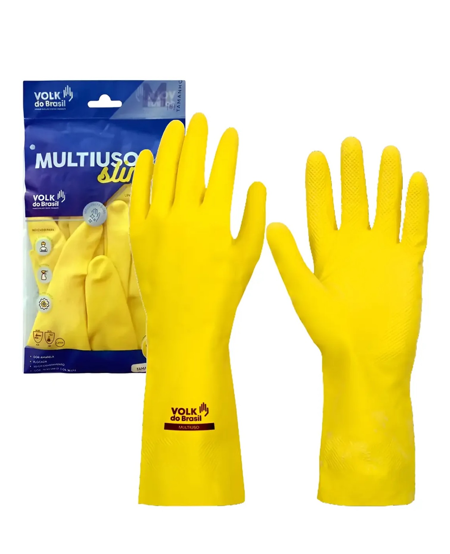 Luva Volk Látex Multiuso Amarela