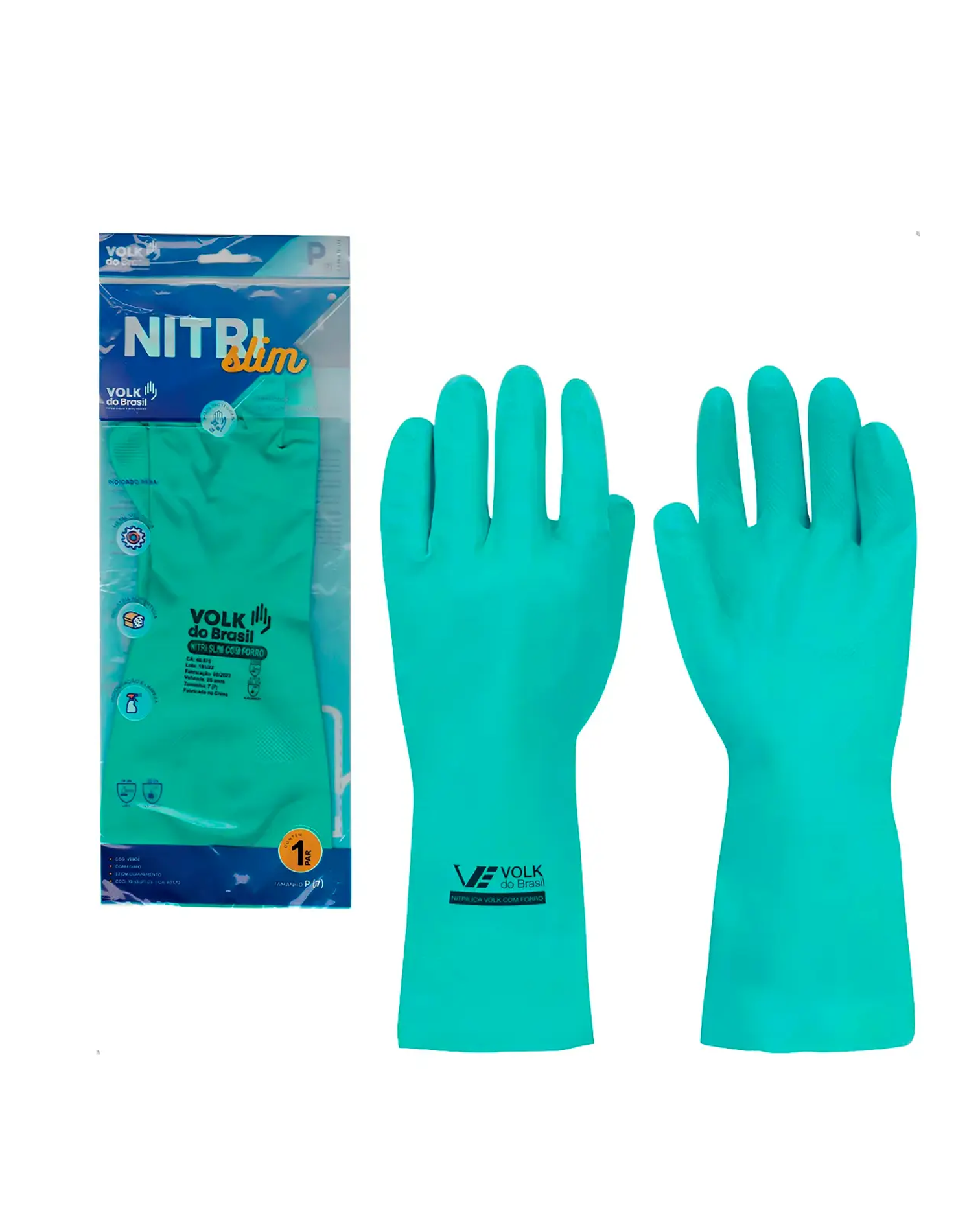 Luva Volk Nitri Slim C/ Forro Verde (Tamanho 9/G)