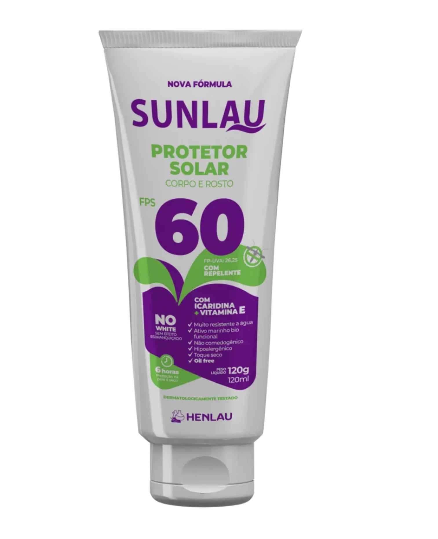 Protetor Solar Sunlau FPS 60 C/ Repelente UV/UVA 120g