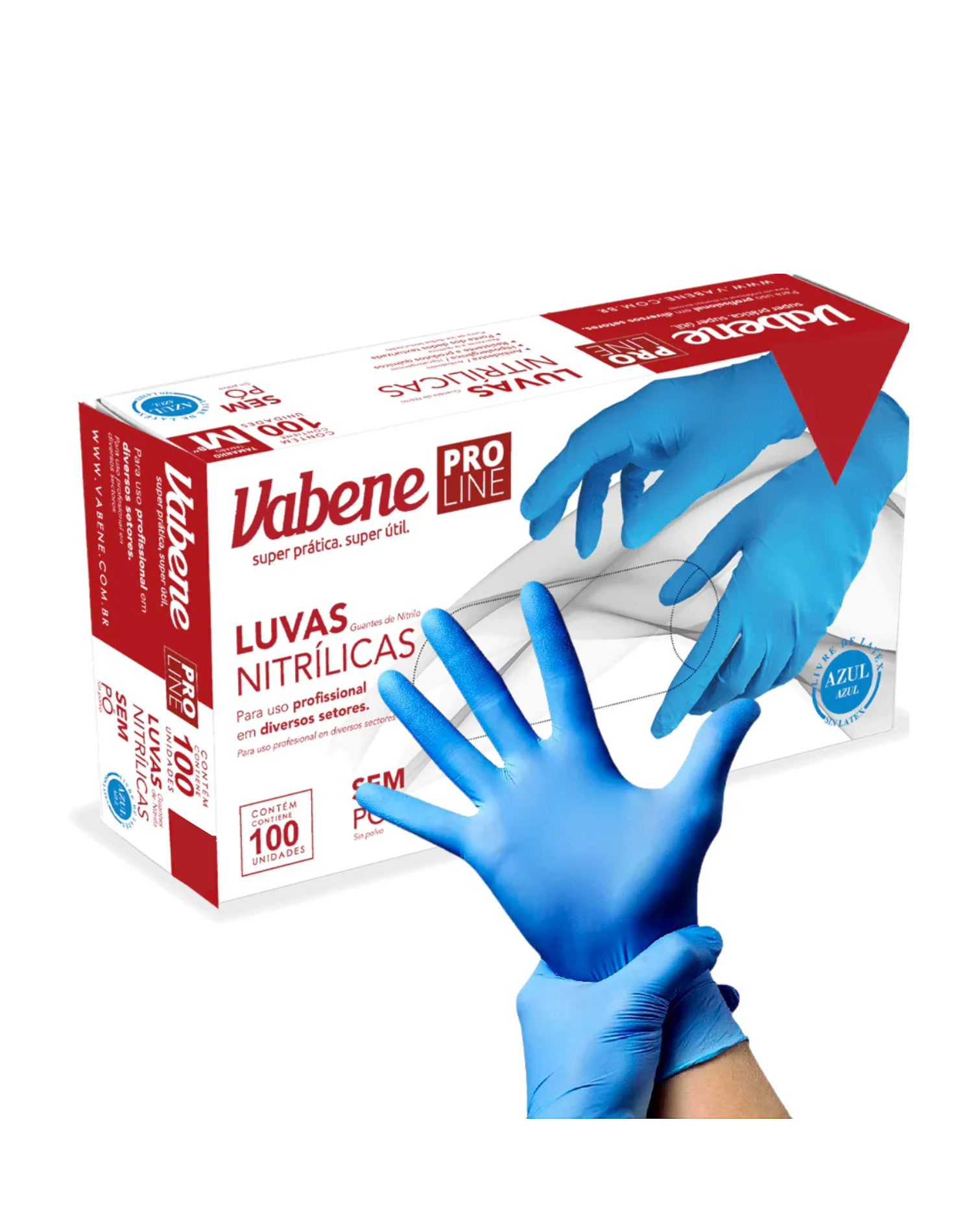 Luva Descartável Vabene Nitrílica Azul