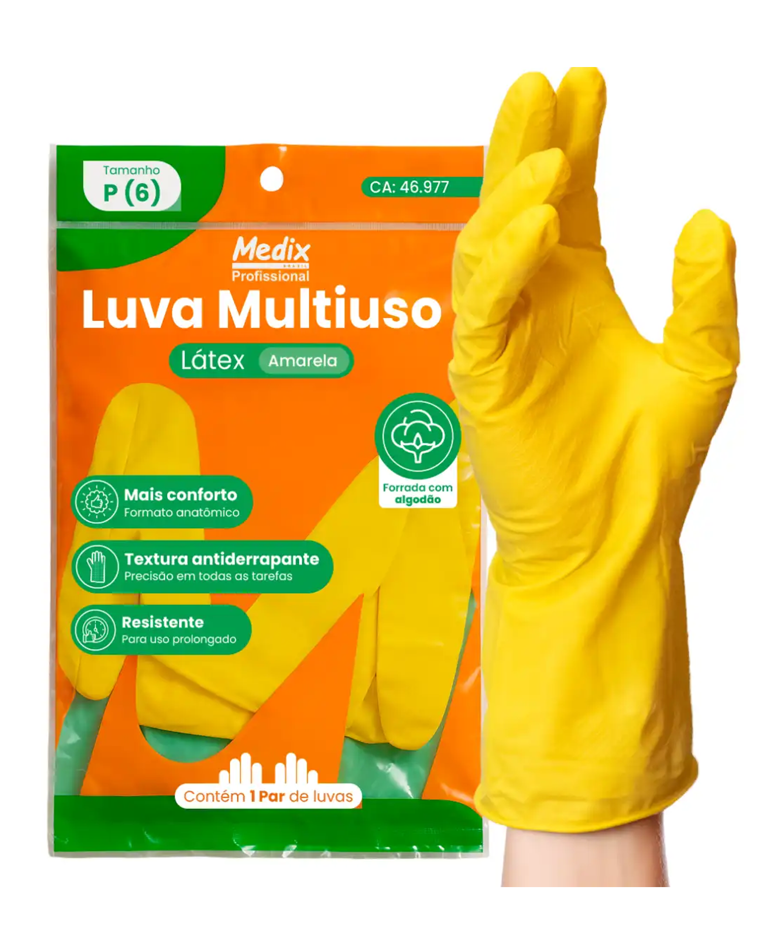Luva Medix Multiuso Látex Amarela